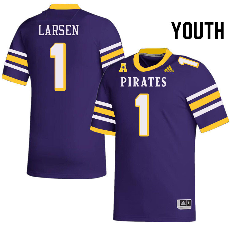 Youth #1 Luke Larsen ECU Pirates College Football Jerseys Stitched-Throwback